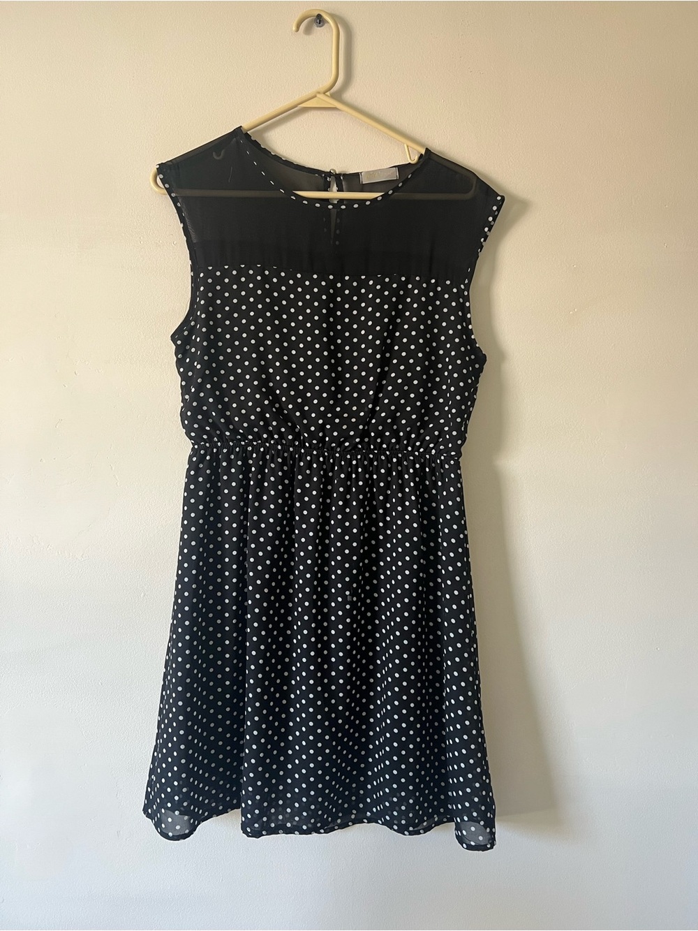 Black Polka Dot Sleeveless Mini Dress